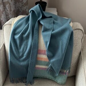 Begg of Aire cashmere Teal Fringed Scarf